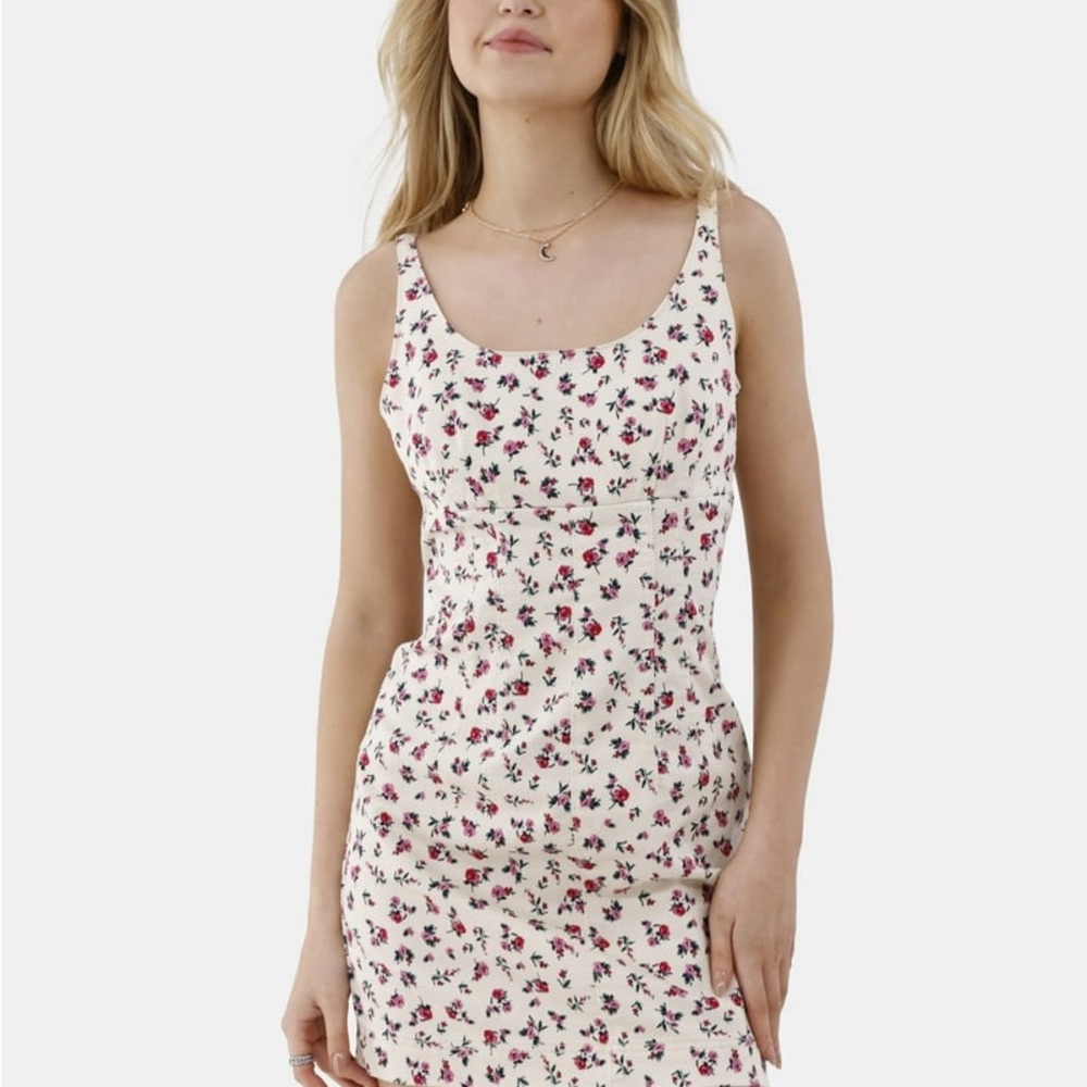 No Boundaries Cream and Red Chemise with Floral Print